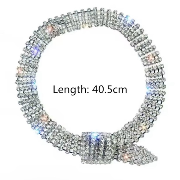 Full Rhinestone Choker Necklaces for Women Shiny Silver  Necklaces State… - Picture 4 of 4
